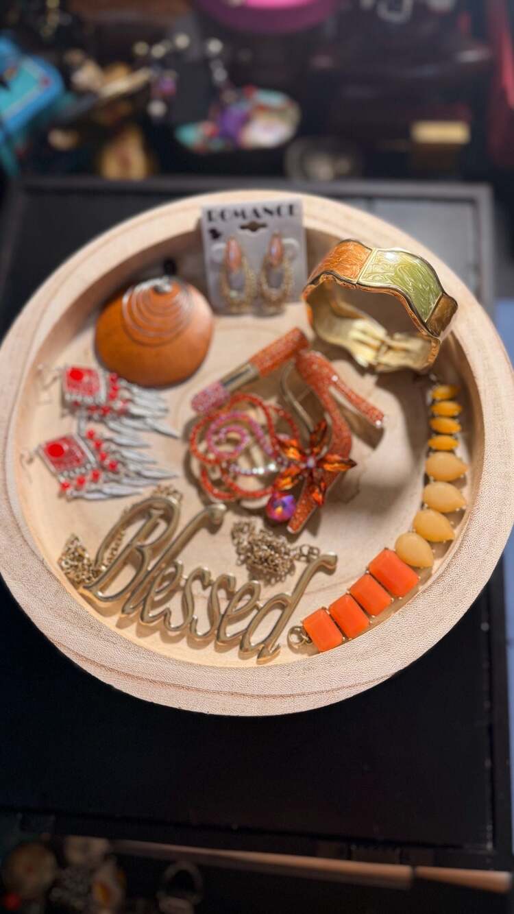 Romance Costume Jewelry Lot Orange and Gold Tone Mixed Accessories